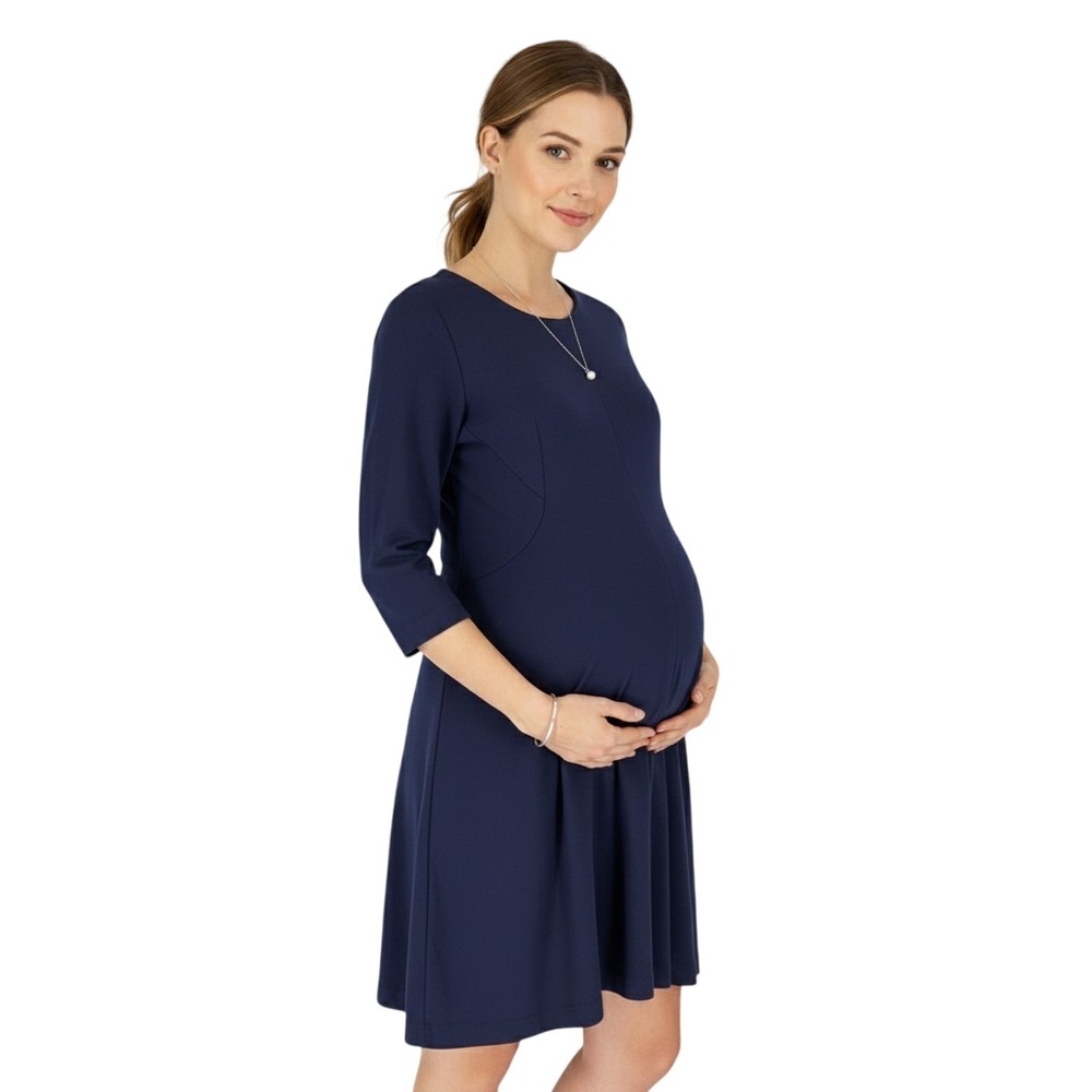 Amanda Uprichard Maternity Dress Women XL Navy Blue 3/4 Sleeve Ponte Knit